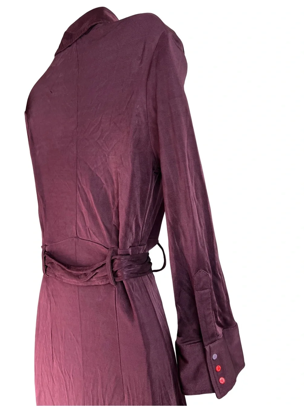 Diesel Shirt Dress Burgundy Rayon Viscose Utility Midi Dress Size M